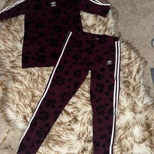 Adidas Burgundy Cheetah Fitted Set